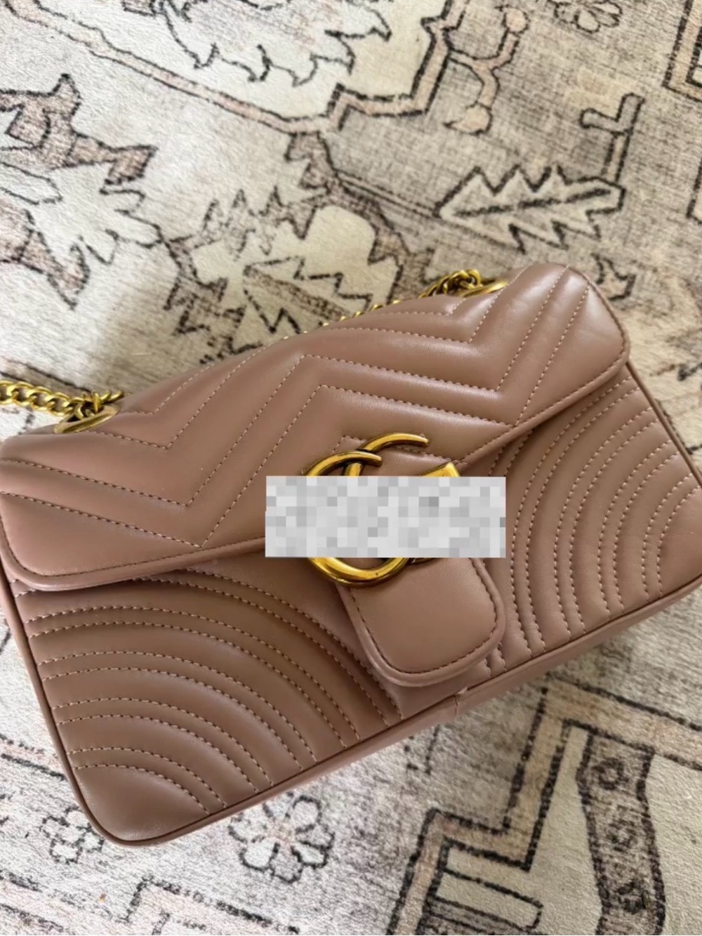 Soft dusty rose leather shoulder bag, luxury inspired